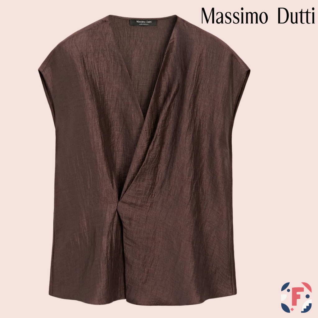 Kimono fluido cruzado marrón de Massimo Dutti