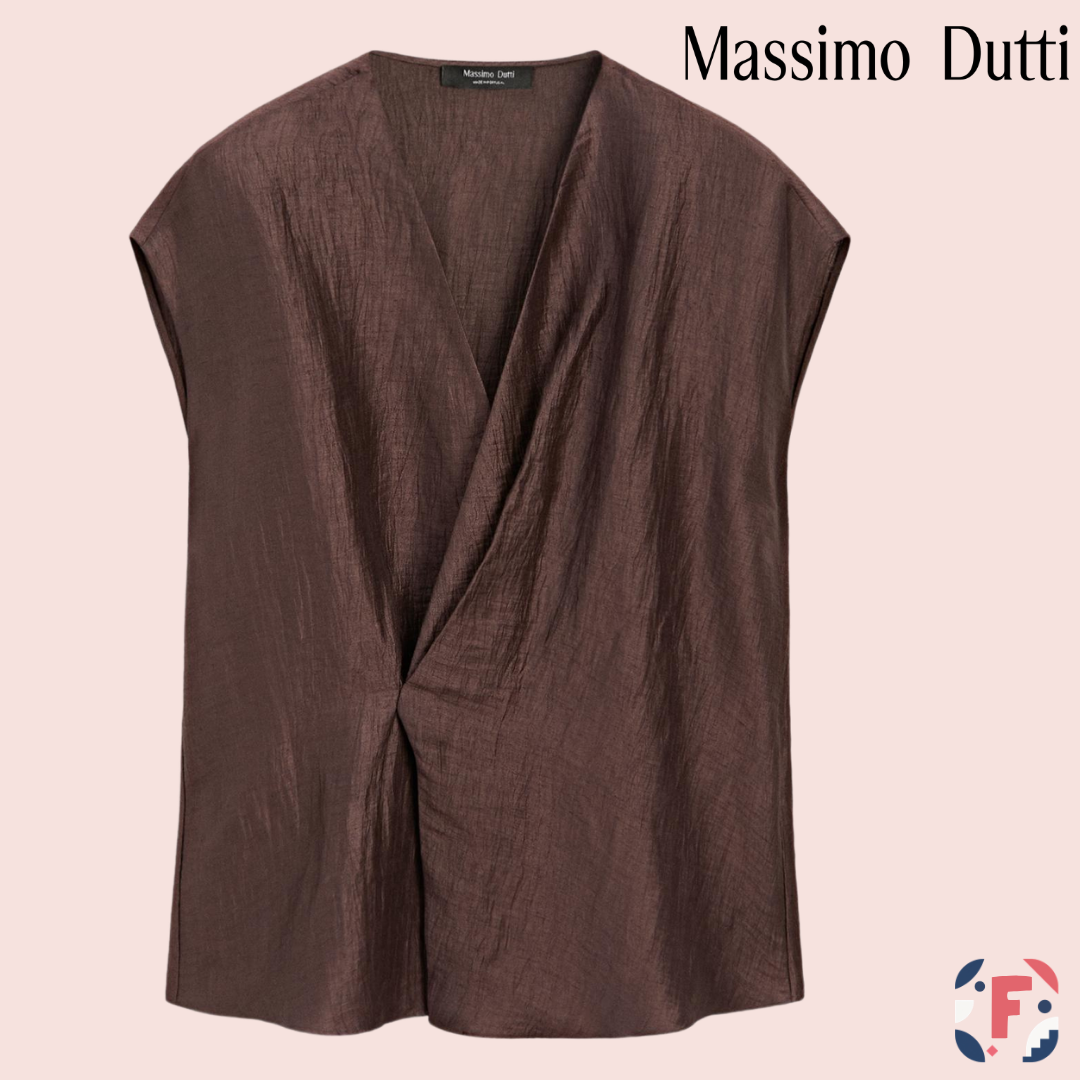 Kimono fluido cruzado marrón de Massimo Dutti