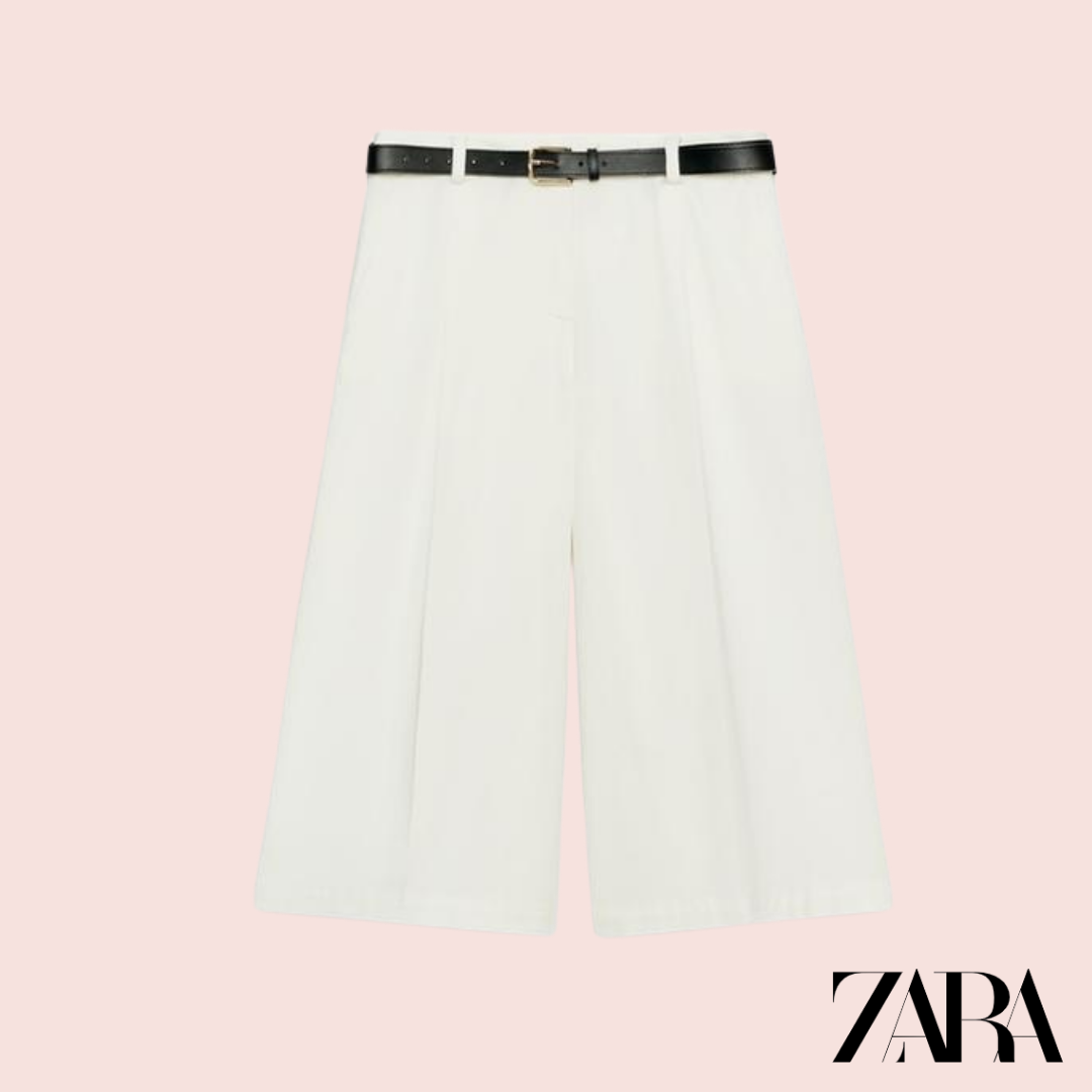 Pantalón Culotte Blanco Zara - vista frontal producto