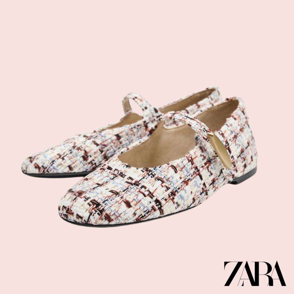 Bailarina Plana Tejido Tweed Multicolor - Zara