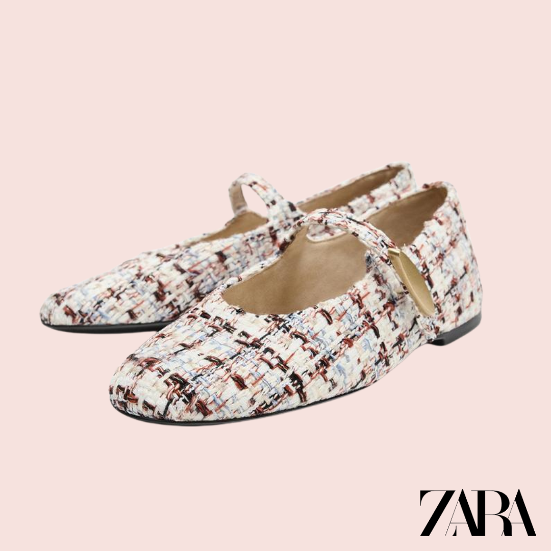 Bailarina Plana Tejido Tweed Multicolor - Zara
