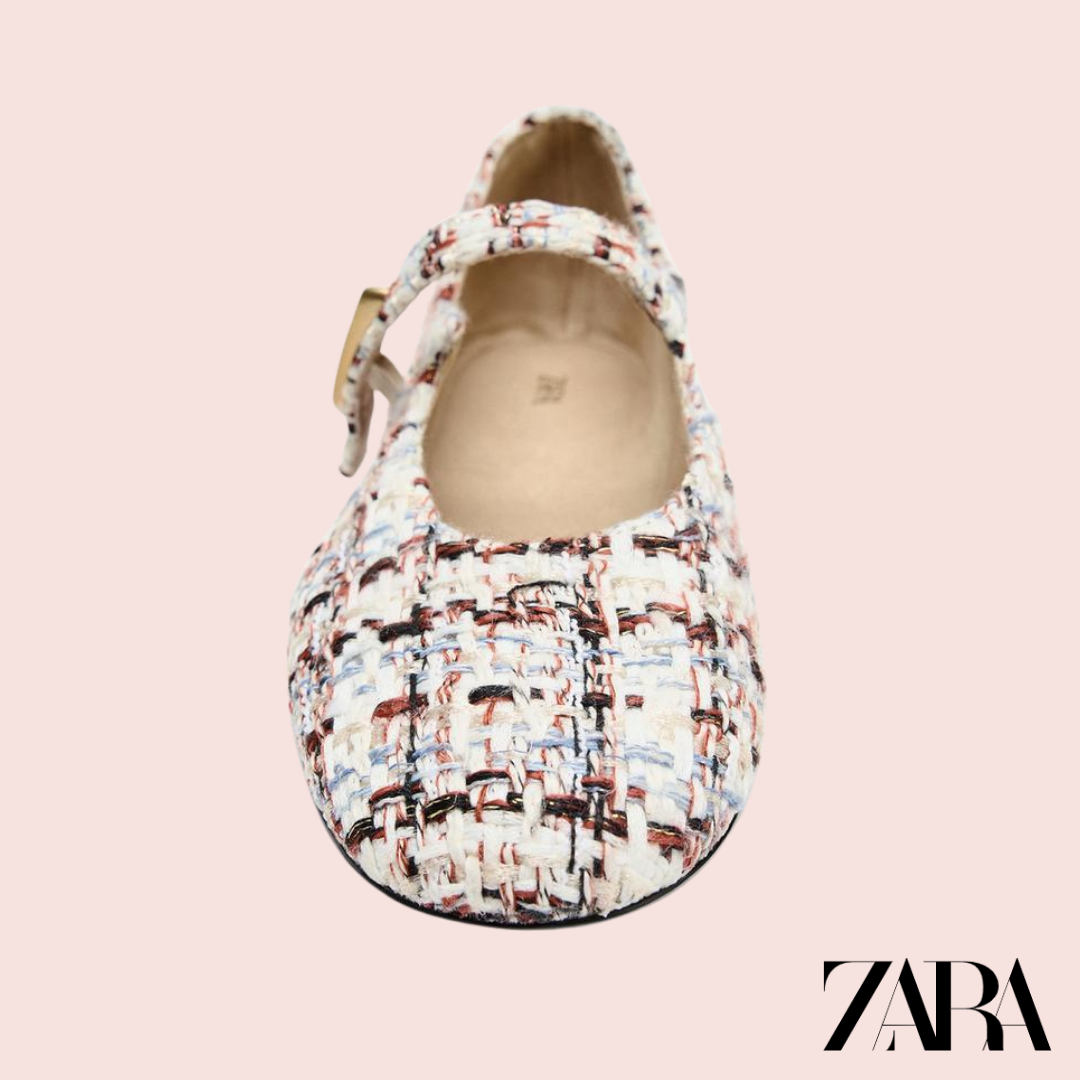 Bailarina Plana Tejido Tweed Multicolor - Zara