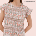 Polera estampado floral étnico rosa Springfield vista frontal