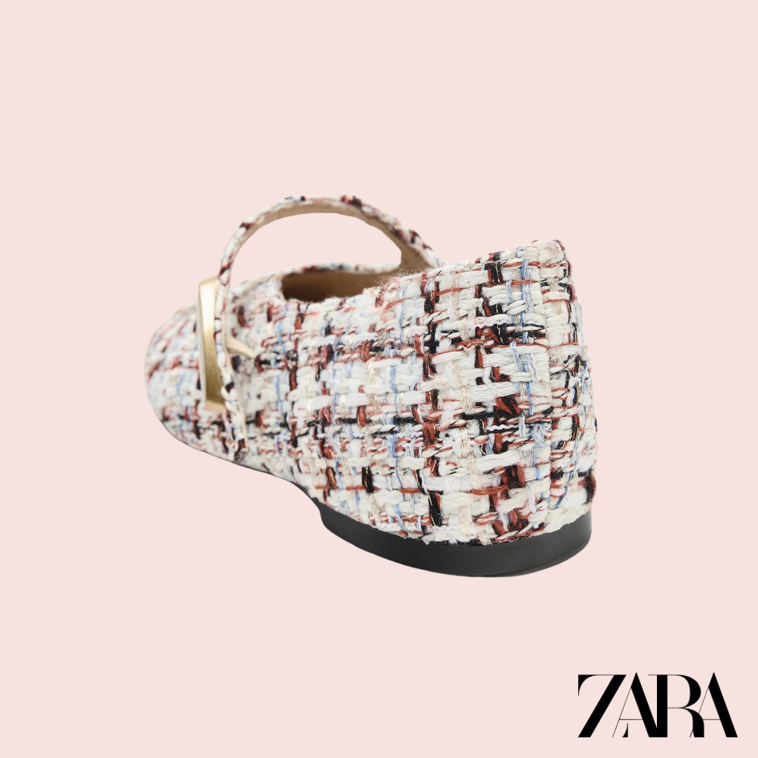 Bailarina Plana Tejido Tweed Multicolor - Zara
