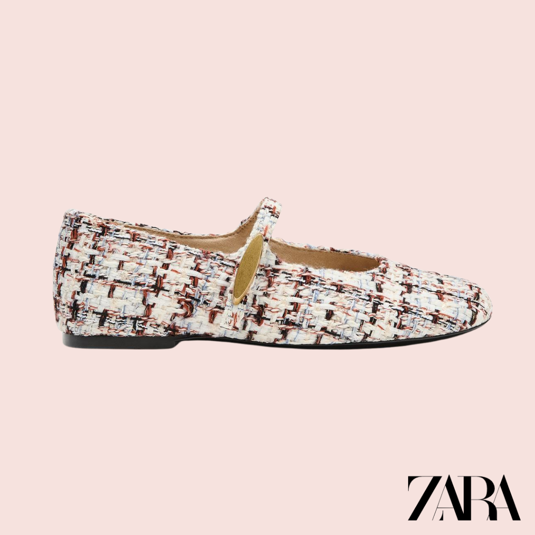Bailarina Plana Tejido Tweed Multicolor - Zara