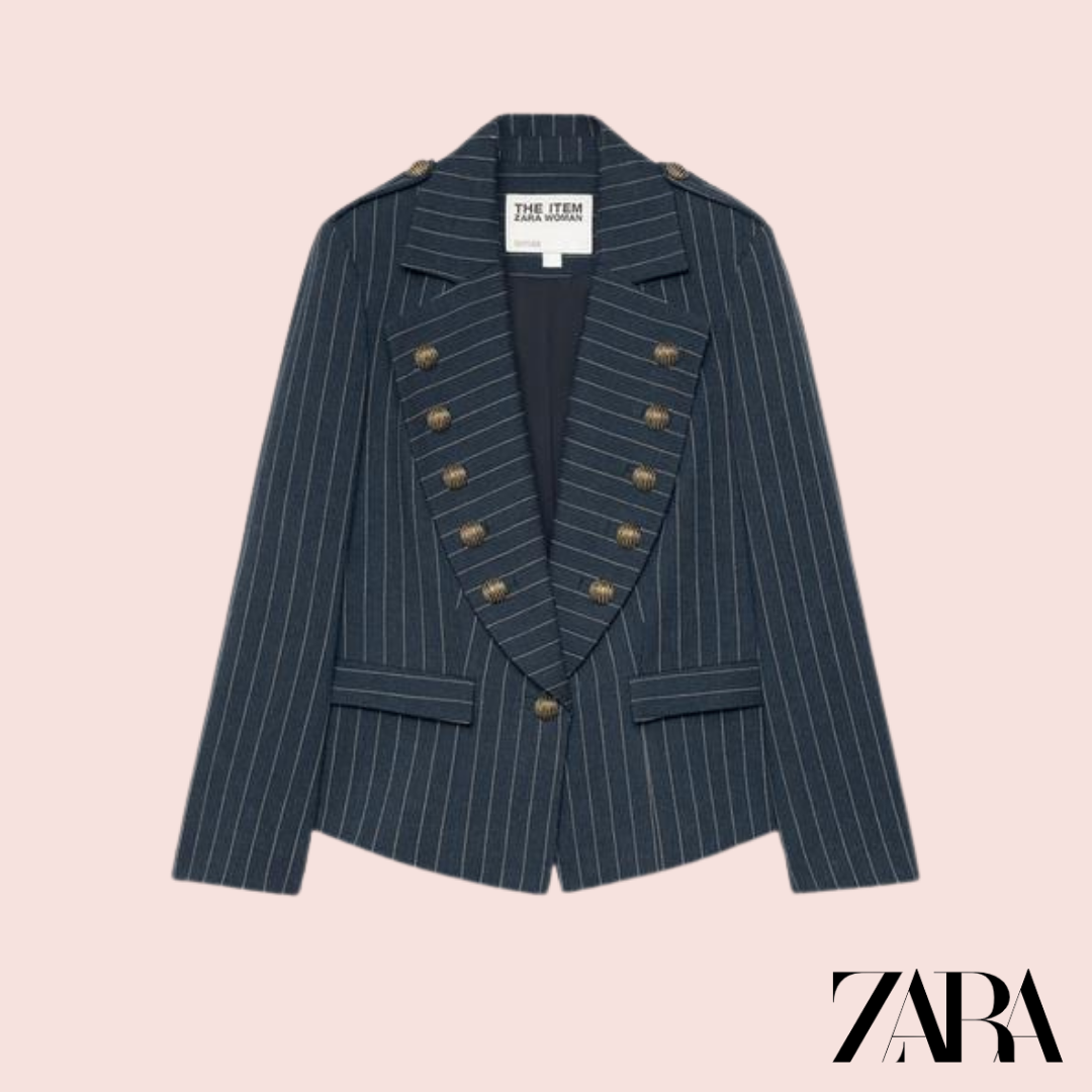 Blazer Raya Diplomática The Item Azul Zara - modelo vista frontal detalle botones