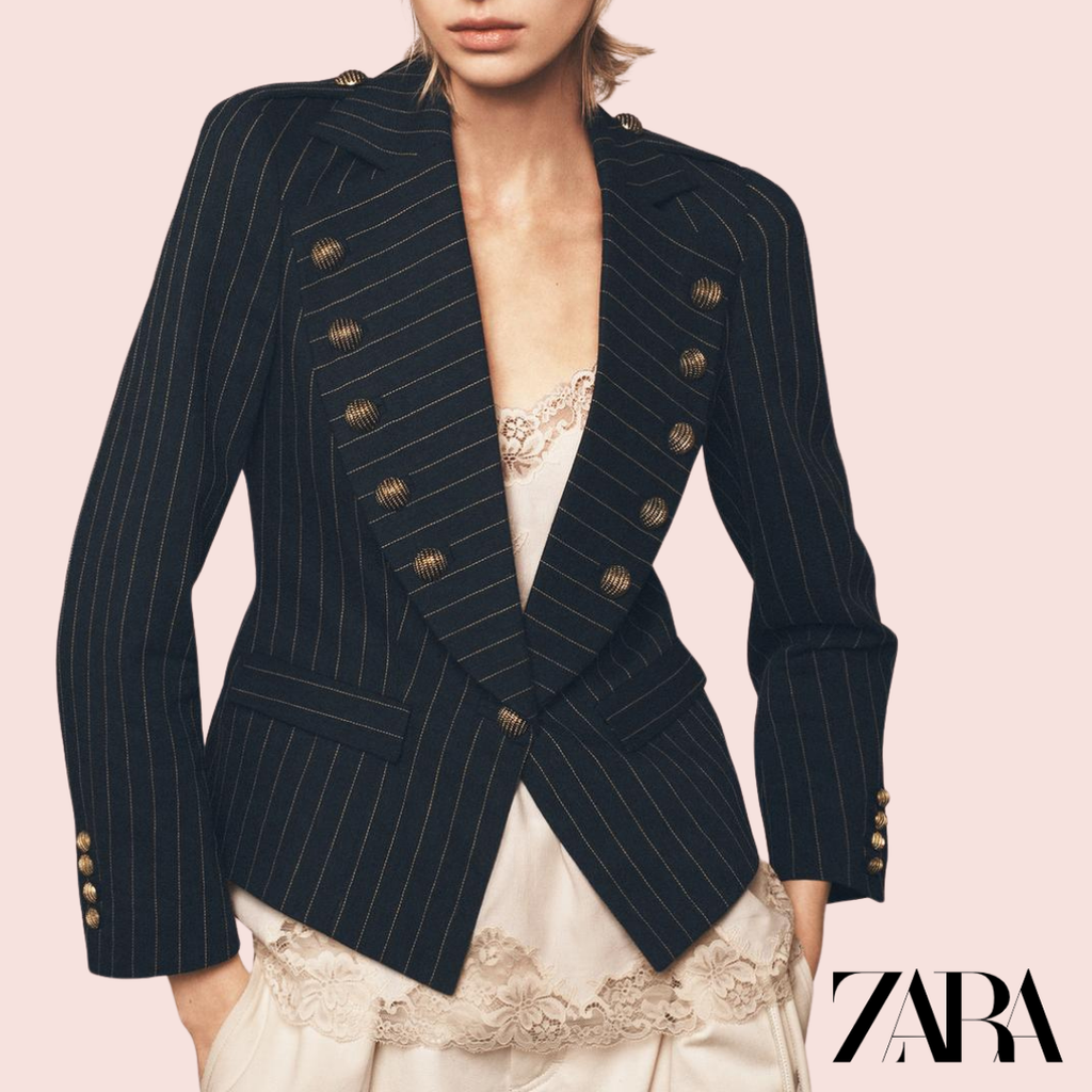 Blazer Raya Diplomática The Item Azul Zara - modelo vista frontal completa