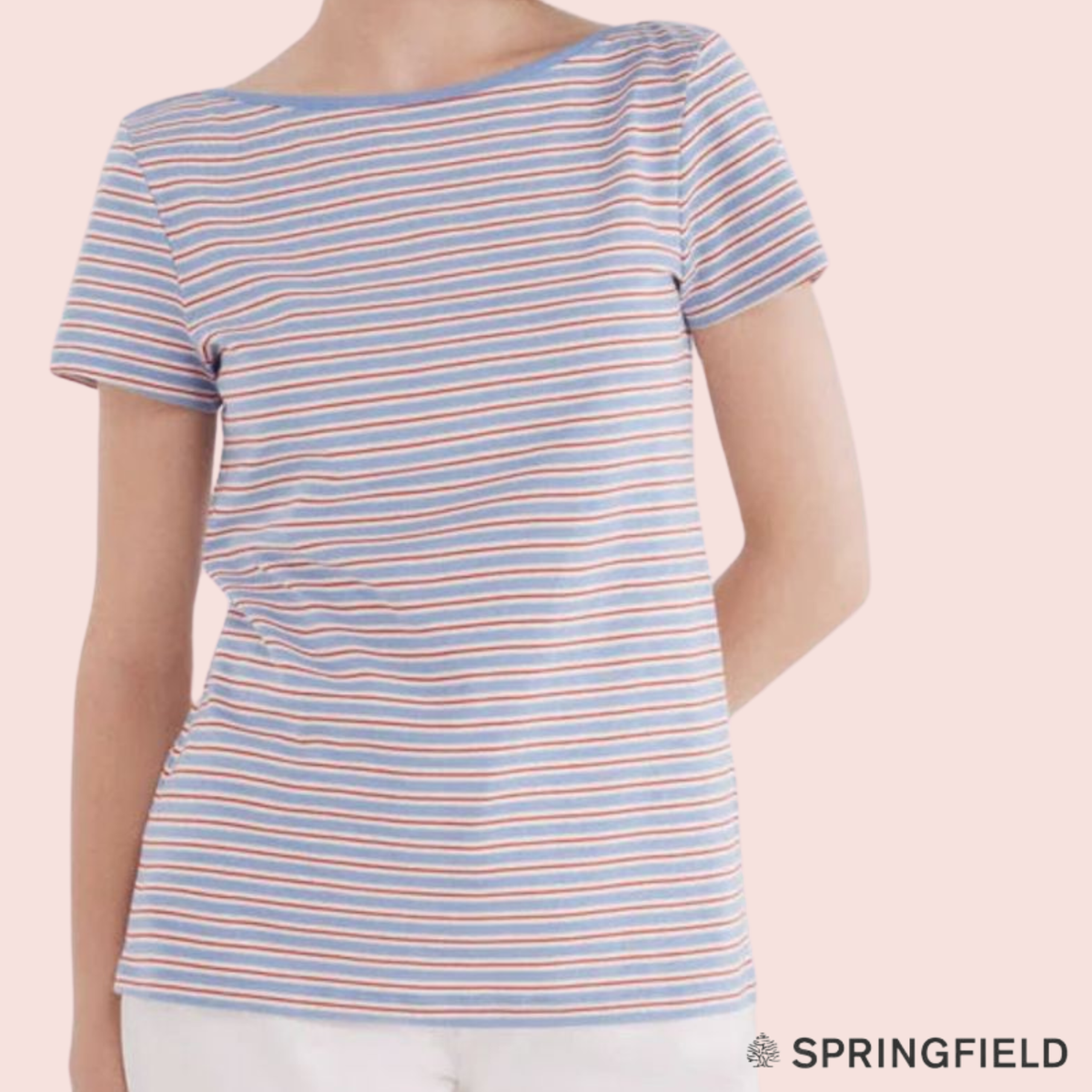 Polera rayas azul celeste Springfield vista frontal