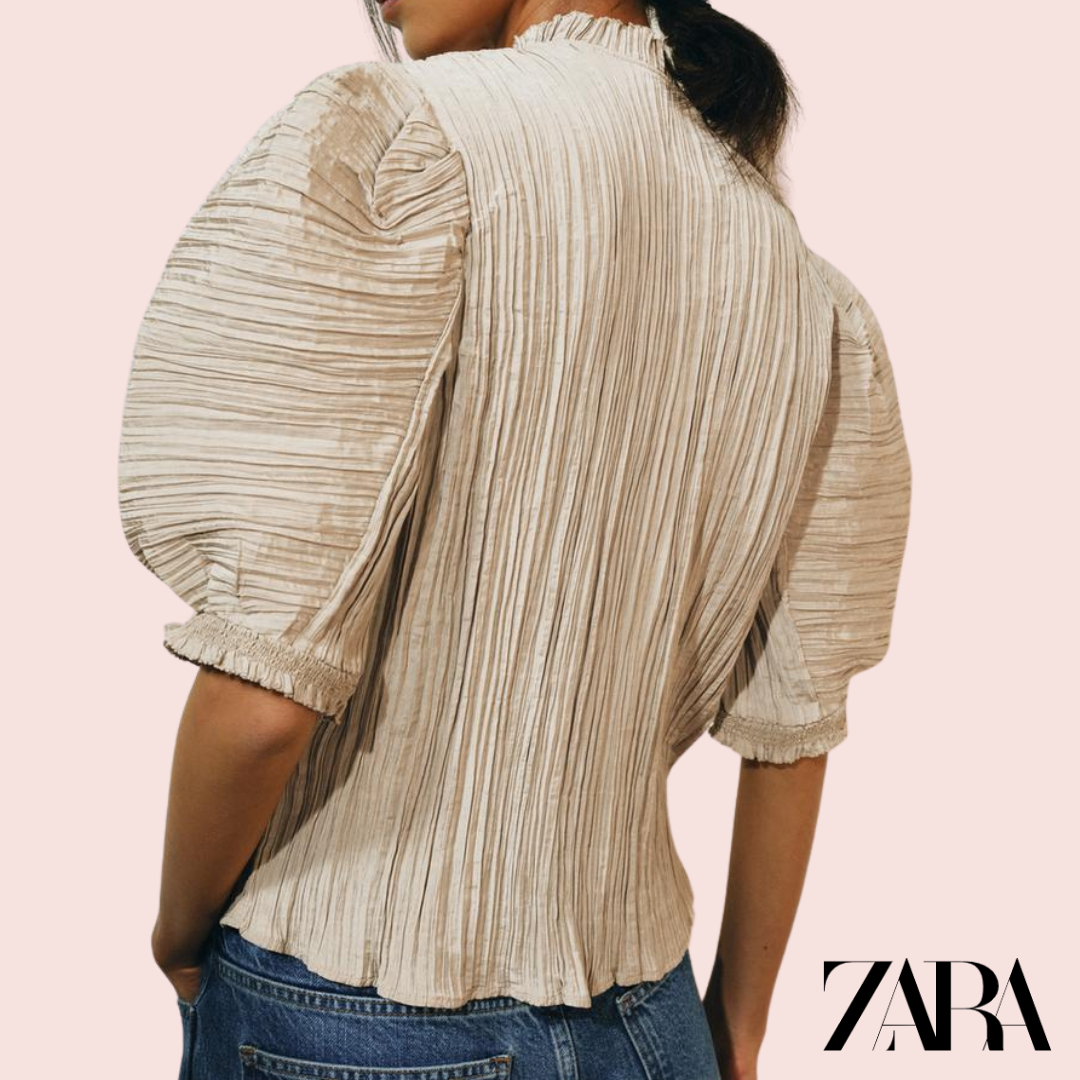 Camisa Abullonada ZW Collection Gris Topo Zara - modelo vista frontal