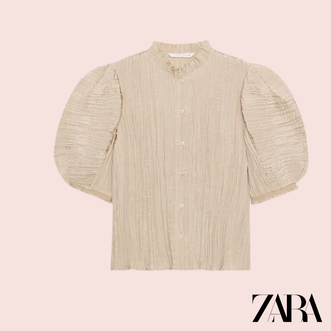 Camisa Abullonada ZW Collection Gris Topo Zara - modelo vista lateral