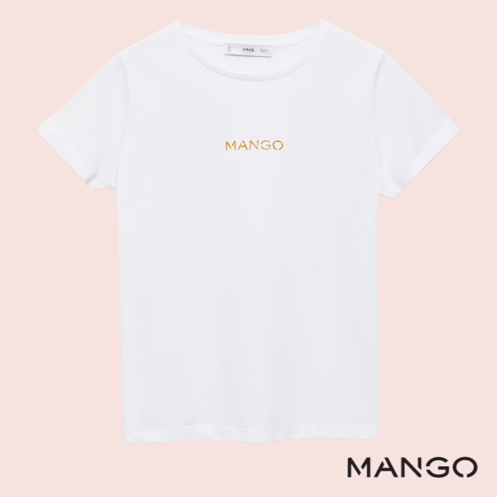 Polera Blanca con Logo Bordado Mango