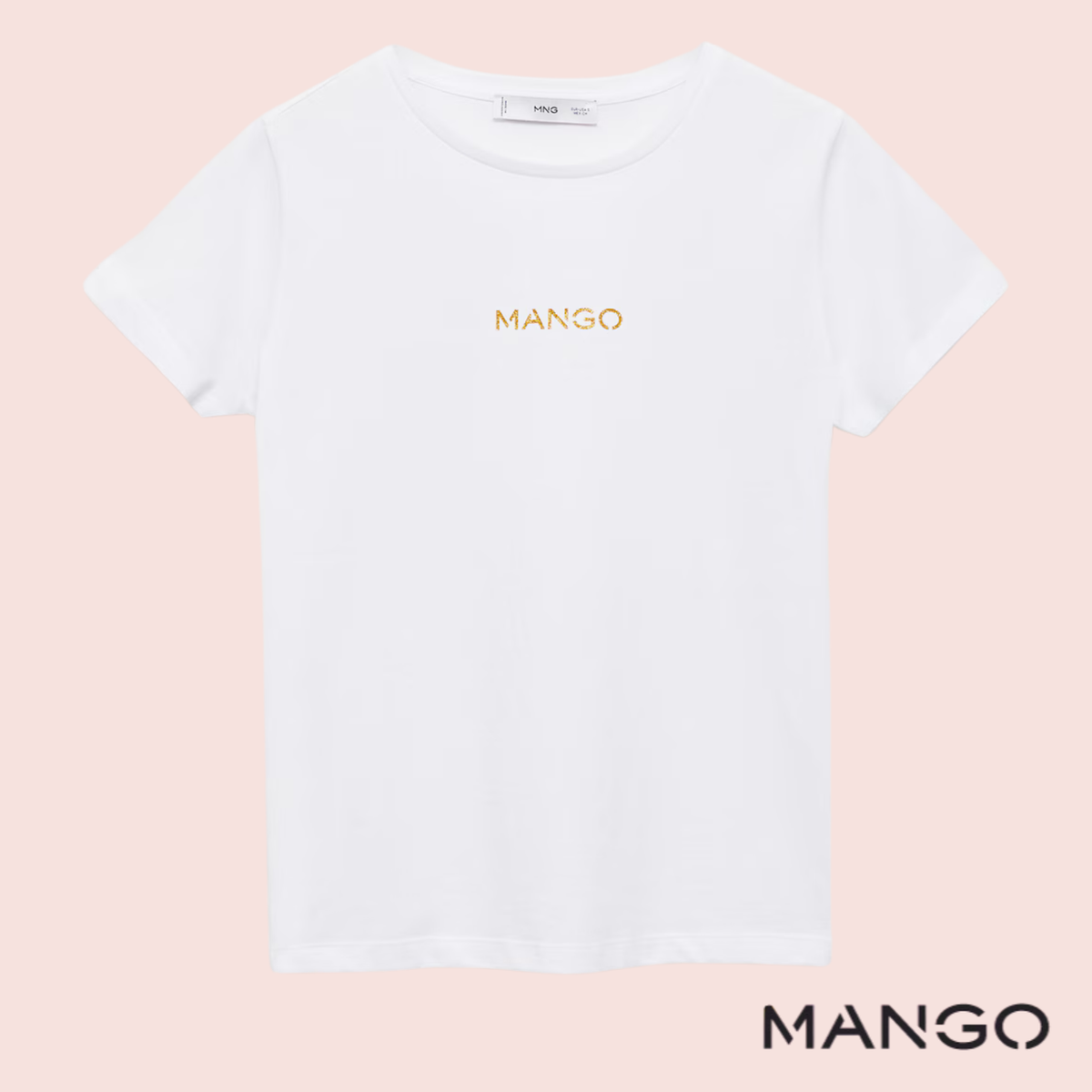 Polera Blanca con Logo Bordado Mango