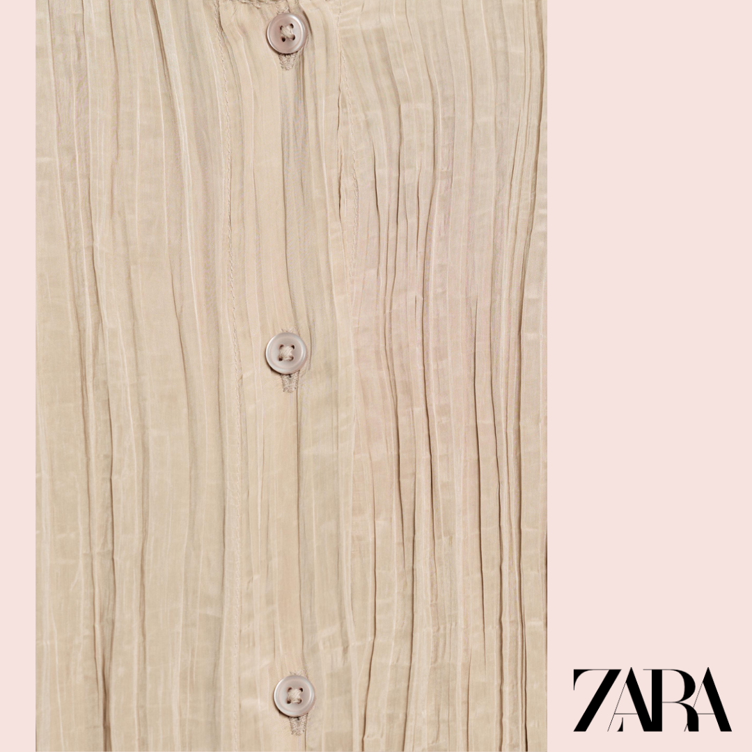Camisa Abullonada ZW Collection Gris Topo Zara - modelo vista trasera