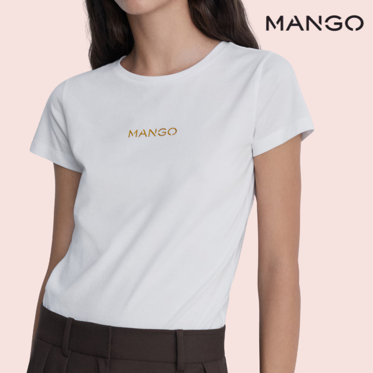 Polera Blanca con Logo Bordado Mango
