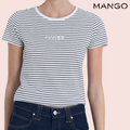 Polera a Rayas Blanco y Negro con Logo Mango