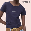 Polera Manga Corta con Logo Bordado Mango Azul Marino