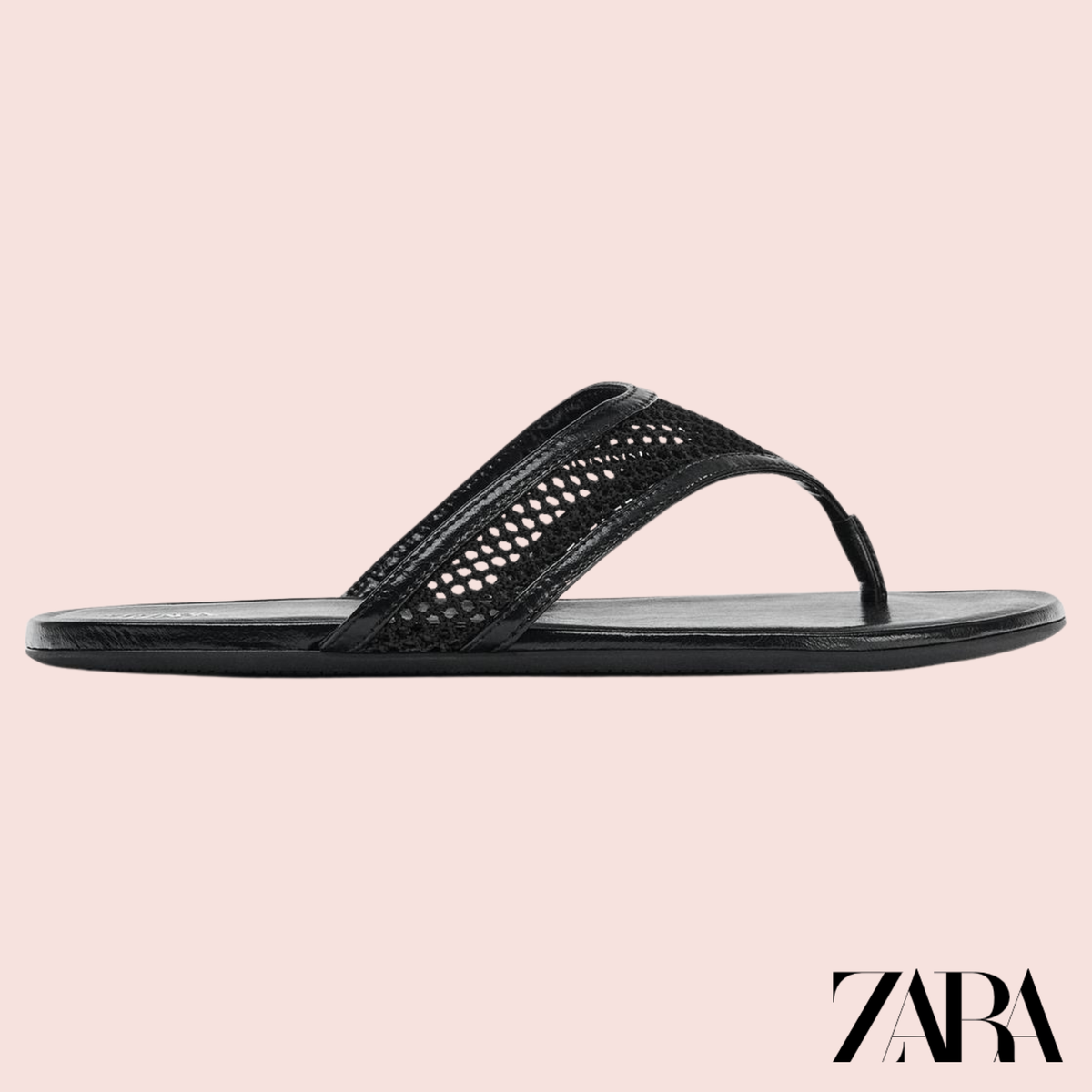 Chanclas Zara negras caladas vista par