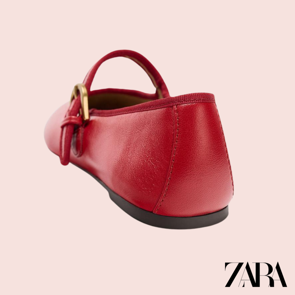 Bailarinas Mary Jane Rojo Zara - vista trasera