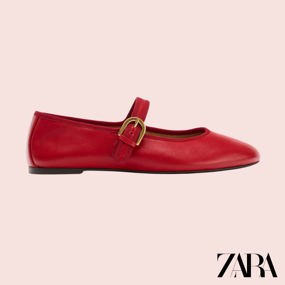 Bailarinas Mary Jane Rojo Zara - perfil lateral
