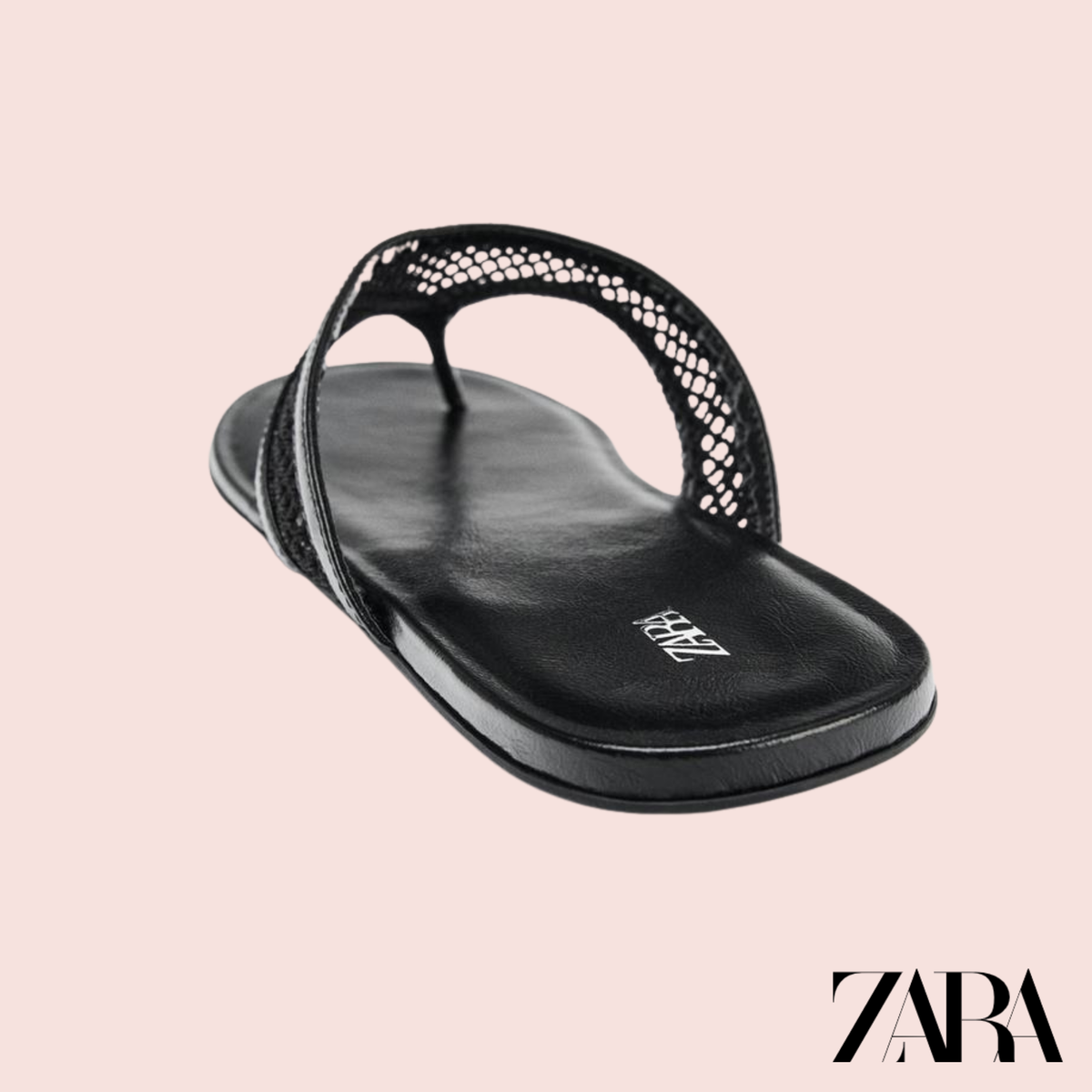 Chanclas Zara negras caladas vista trasera