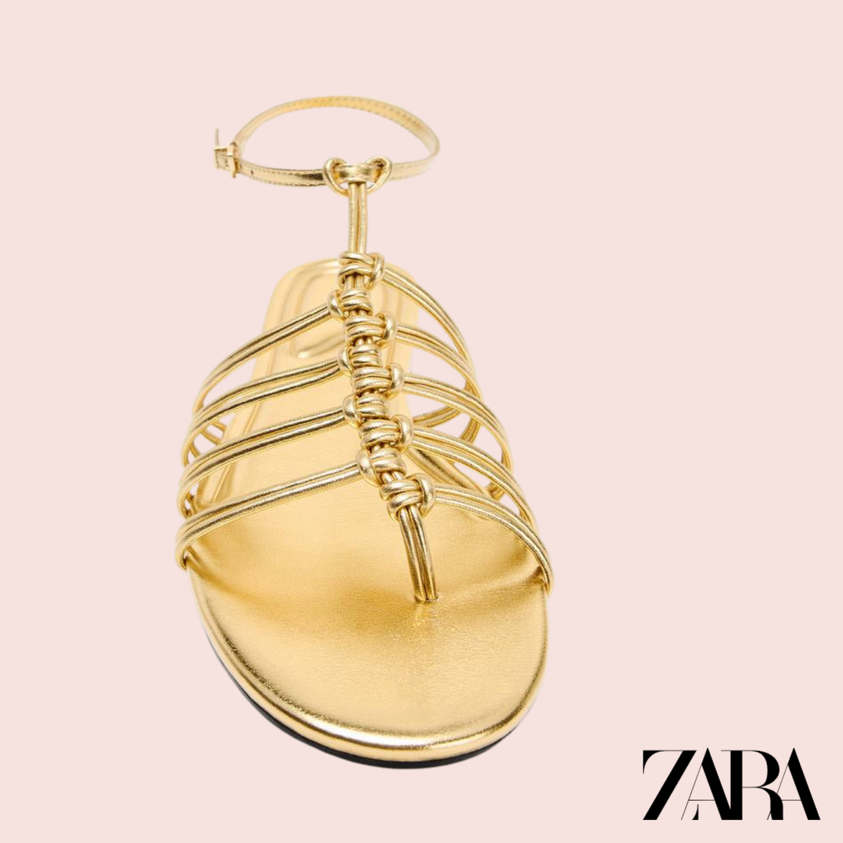 Sandalias doradas Zara vista trasera