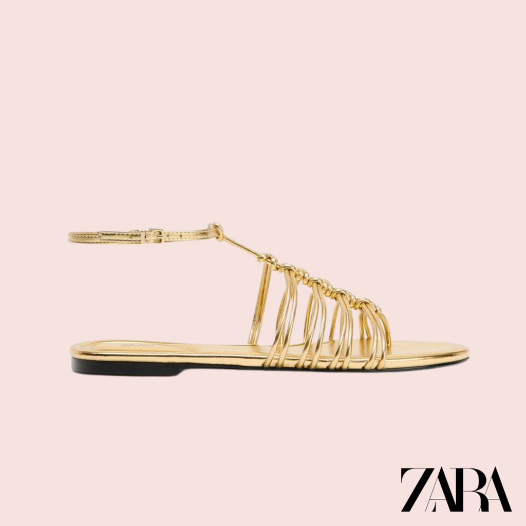 Sandalias doradas Zara vista lateral