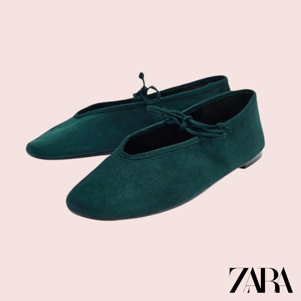 Bailarinas Ballet Verde Zara - par completo